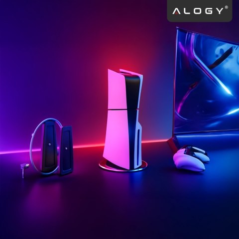 Stojak pionowy do PlayStation 5 PS5 / Slim / Pro - stabilna metalowa podstawa chłodząca, antypoślizgowa, poprawia cyrkulację pow