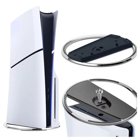 Stojak pionowy do PlayStation 5 PS5 / Slim / Pro - stabilna metalowa podstawa chłodząca, antypoślizgowa, poprawia cyrkulację pow