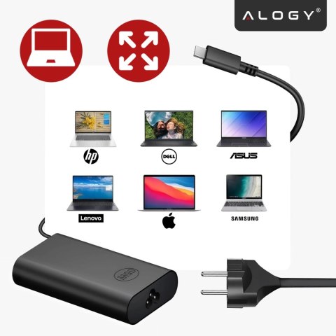 Zasilacz USB-C 65W PD do Laptopów HP Lenovo Asus Apple, Szybkie Ładowanie 20V 3.25A, Długi Kabel 2.8m, Kompaktowy i Wydajny, Alo