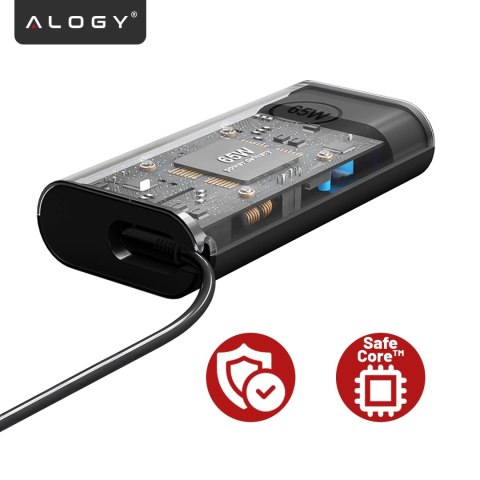 Zasilacz USB-C 65W PD do Laptopów HP Lenovo Asus Apple, Szybkie Ładowanie 20V 3.25A, Długi Kabel 2.8m, Kompaktowy i Wydajny, Alo