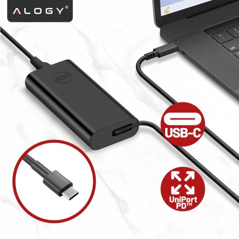 Zasilacz USB-C 65W PD do Laptopów HP Lenovo Asus Apple, Szybkie Ładowanie 20V 3.25A, Długi Kabel 2.8m, Kompaktowy i Wydajny, Alo