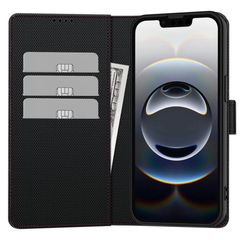 Etui do iPhone 16e Tech-Protect Wallet RS Czarny Czerwone Obszycie