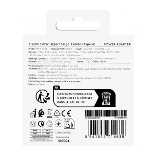 Superszybka ładowarka Xiaomi 120W GaN z kablem USB-C smartfon i laptop