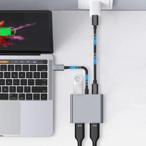 Adapter HUB USB-C 4w1 Tech-Protect HB08 2x HDMI 4K USB PD 100W