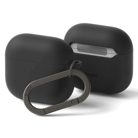 Etui do Apple AirPods 4 Ringke Silicone Black + Karabińczyk