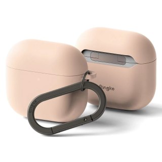 Etui do Apple AirPods 4 Ringke Silicone Pink Sand + Karabińczyk