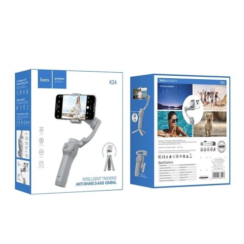 Gimbal 3-Osiowy do Smartfona Hoco K24 z Oświetleniem Szary
