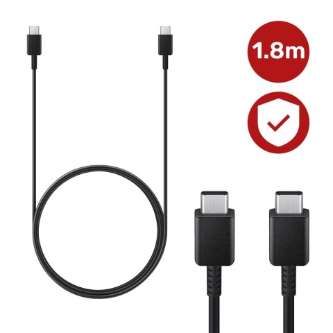 Kabel USB-C 5A 1.8 m Oryginalny Samsung EP-DX510, Szybkie Ładowanie, Przewód do Ładowarki i Transferu Danych, Czarny