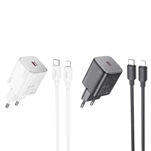 Ładowarka Hoco N40 20W USB-C + Kabel USB-C Lightning PD QC Biała