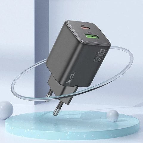 Ładowarka Hoco N41 GaN 20W USB-C + USB-A + Kabel USB-C Lightning
