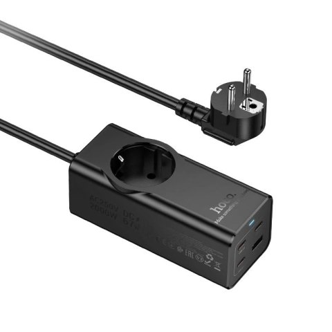 Przedłużacz Ładowarka Hoco NS9 2 m 67W 1x230V + USB-C 3x + USB-A Czarny