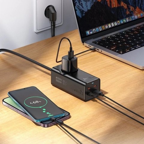 Przedłużacz Ładowarka Hoco NS9 2 m 67W 1x230V + USB-C 3x + USB-A Czarny