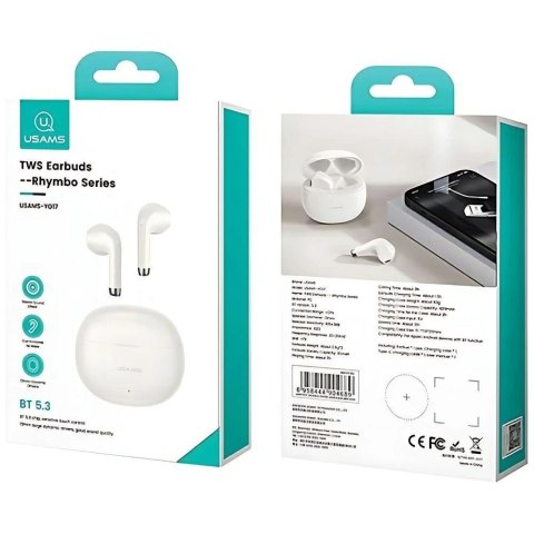 Słuchawki Bluetooth Usams YO17 Rhymbo Series Douszne Białe