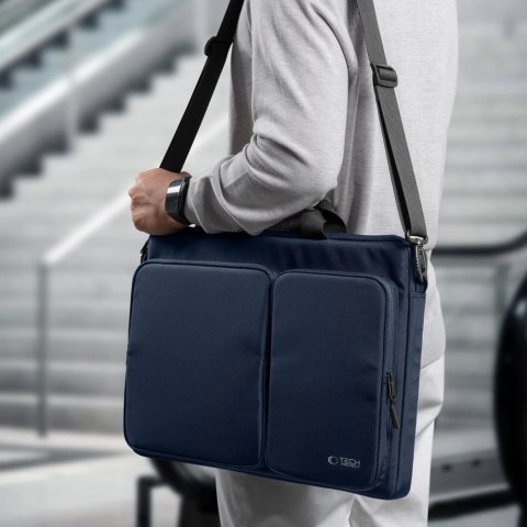 Torba Tech-Protect Defender Bag Laptop 17" Navy Blue z paskiem