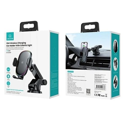 Uchwyt Indukcyjny 15W USAMS US-CD187 Szyba/Deska/Kratka Czarny