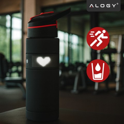 Butelka Bidon na Napoje LED, Inteligentna z Wyświetlaczem i Łącznością Bluetooth, Słomka, Motywacyjna, Wielokrotnego Użytku, Alo