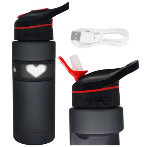 Butelka Bidon na Napoje LED, Inteligentna z Wyświetlaczem i Łącznością Bluetooth, Słomka, Motywacyjna, Wielokrotnego Użytku, Alo