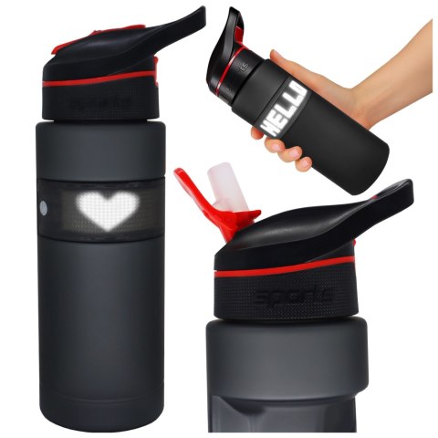 Butelka Bidon na Napoje LED, Inteligentna z Wyświetlaczem i Łącznością Bluetooth, Słomka, Motywacyjna, Wielokrotnego Użytku, Alo