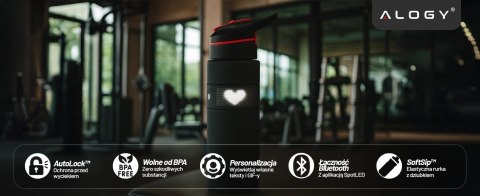 Butelka Bidon na Napoje LED, Inteligentna z Wyświetlaczem i Łącznością Bluetooth, Słomka, Motywacyjna, Wielokrotnego Użytku, Alo