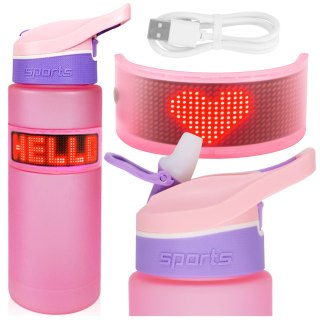 Butelka Bidon na Napoje LED, Inteligentna z Wyświetlaczem i Łącznością Bluetooth, Słomka, Motywacyjna, Wielokrotnego Użytku, Alo