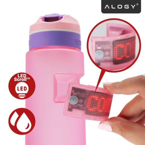 Butelka Bidon na Napoje LED, Inteligentna z Wyświetlaczem i Łącznością Bluetooth, Słomka, Motywacyjna, Wielokrotnego Użytku, Alo