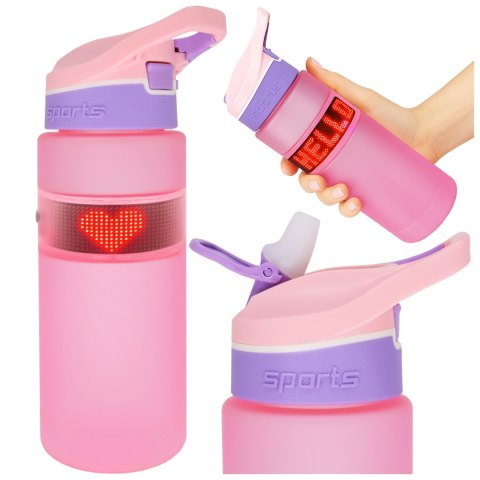 Butelka Bidon na Napoje LED, Inteligentna z Wyświetlaczem i Łącznością Bluetooth, Słomka, Motywacyjna, Wielokrotnego Użytku, Alo