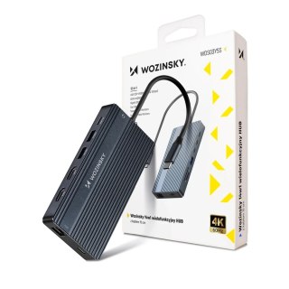 Hub USB-C 14w1 Wozinsky WDS03Y5S 3x 4K HDMI/DP 100W PD Szary