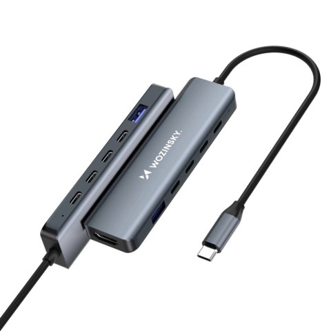 Hub USB-C 6w1 Wozinsky WHBC10Y4S HDMI 4K/60Hz PD 100W Szary