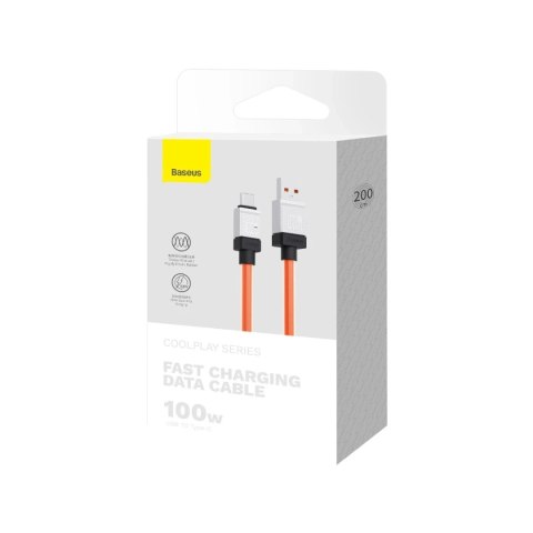 Kabel Baseus CoolPlay USB do USB-C 2m 100W Pomarańczowy