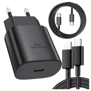 Ładowarka Sieciowa Oryginalna Samsung USB-C 25W + Kabel USB-C 1.8 m, Super Fast Charge, Szybkie Ładowanie, Zestaw Premium - Czar