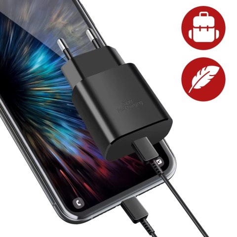 Ładowarka Sieciowa Oryginalna Samsung USB-C 25W + Kabel USB-C 1.8 m, Super Fast Charge, Szybkie Ładowanie, Zestaw Premium - Czar