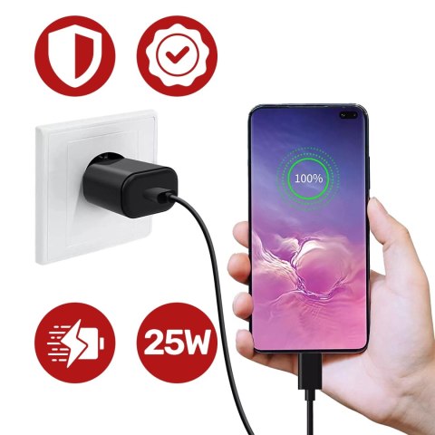 Ładowarka Sieciowa Oryginalna Samsung USB-C 25W + Kabel USB-C 1.8 m, Super Fast Charge, Szybkie Ładowanie, Zestaw Premium - Czar