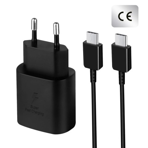 Ładowarka Sieciowa Oryginalna Samsung USB-C 25W + Kabel USB-C 1.8 m, Super Fast Charge, Szybkie Ładowanie, Zestaw Premium - Czar