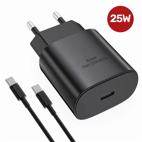 Ładowarka Sieciowa Oryginalna Samsung USB-C 25W + Kabel USB-C 1.8 m, Super Fast Charge, Szybkie Ładowanie, Zestaw Premium - Czar