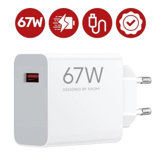 Ładowarka sieciowa Xiaomi oryginalna USB-A Szybkie Ładowanie QC3.0 3A 67W + Kabel USB do USB-C 120W 1M