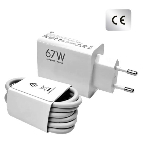 Ładowarka sieciowa Xiaomi oryginalna USB-A Szybkie Ładowanie QC3.0 3A 67W + Kabel USB do USB-C 120W 1M