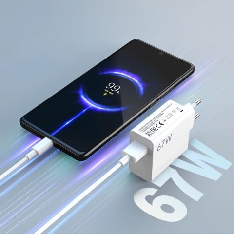 Ładowarka sieciowa Xiaomi oryginalna USB-A Szybkie Ładowanie QC3.0 3A 67W + Kabel USB do USB-C 120W 1M