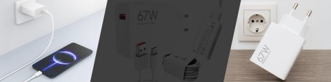 Ładowarka sieciowa Xiaomi oryginalna USB-A Szybkie Ładowanie QC3.0 3A 67W + Kabel USB do USB-C 120W 1M