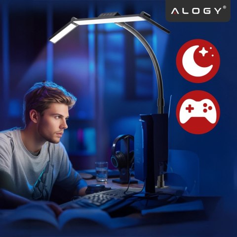 Lampa Biurkowa LED Kreślarska do Monitora ze Składaną Konstrukcją, Regulowaną Jasnością i Pełnym Spektrum Światła, z Mocowaniem 