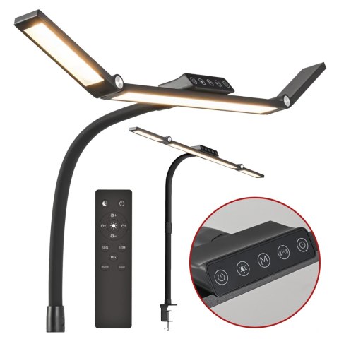 Lampa Biurkowa LED Kreślarska do Monitora ze Składaną Konstrukcją, Regulowaną Jasnością i Pełnym Spektrum Światła, z Mocowaniem 