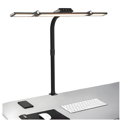 Lampa Biurkowa LED Kreślarska do Monitora ze Składaną Konstrukcją, Regulowaną Jasnością i Pełnym Spektrum Światła, z Mocowaniem 