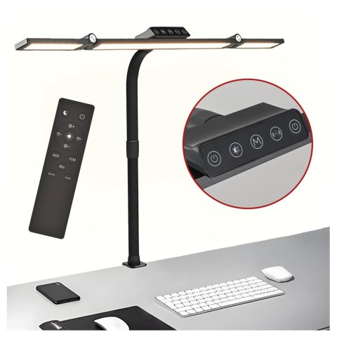 Lampa Biurkowa LED Kreślarska do Monitora ze Składaną Konstrukcją, Regulowaną Jasnością i Pełnym Spektrum Światła, z Mocowaniem 