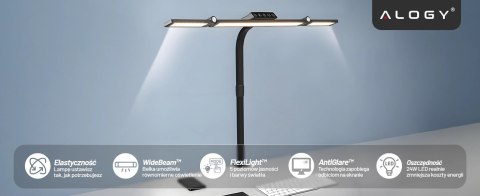 Lampa Biurkowa LED Kreślarska do Monitora ze Składaną Konstrukcją, Regulowaną Jasnością i Pełnym Spektrum Światła, z Mocowaniem 