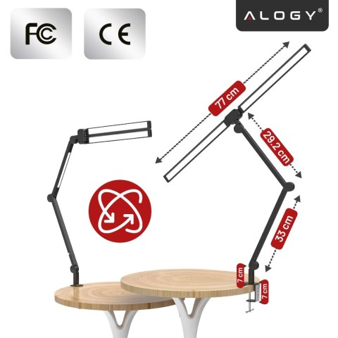 Lampa Biurkowa LED do Monitora ze Składaną Konstrukcją, z potrójnym oświetleniem, Regulowaną Jasnością, z Mocowaniem do Blatu, O