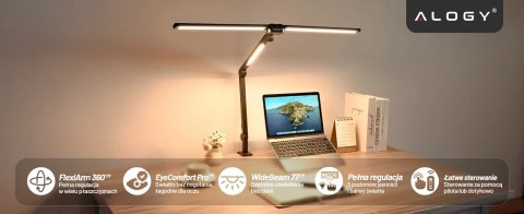 Lampa Biurkowa LED do Monitora ze Składaną Konstrukcją, z potrójnym oświetleniem, Regulowaną Jasnością, z Mocowaniem do Blatu, O