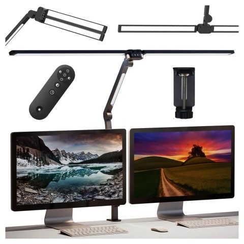 Lampa Biurkowa LED do Monitora ze Składaną Konstrukcją, z potrójnym oświetleniem, Regulowaną Jasnością, z Mocowaniem do Blatu, O