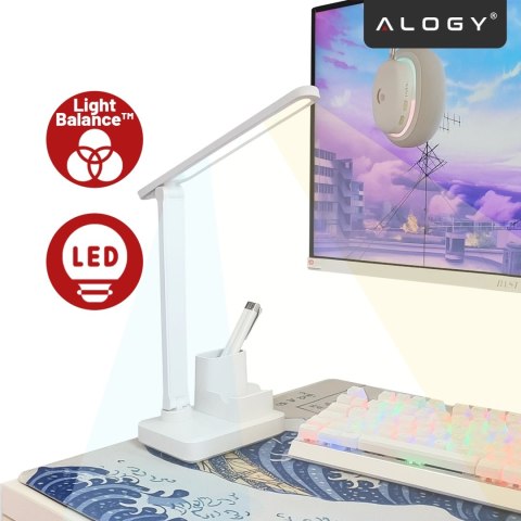Lampka biurkowa nocna LED - akumulator 2400 mAh, organizer na długopisy i telefon, regulowane światło, idealna na biurko i do na