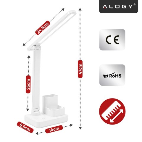 Lampka biurkowa nocna LED - akumulator 2400 mAh, organizer na długopisy i telefon, regulowane światło, idealna na biurko i do na