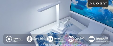 Lampka biurkowa nocna LED - akumulator 2400 mAh, organizer na długopisy i telefon, regulowane światło, idealna na biurko i do na