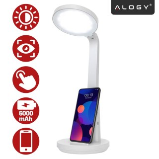Lampka biurkowa nocna LED - akumulator 6000 mAh, regulacja światła i trybów, miejsce na telefon, stabilna, idealna do nauki i pr